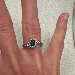 Elegant Silver and Blue Gemstone Ring